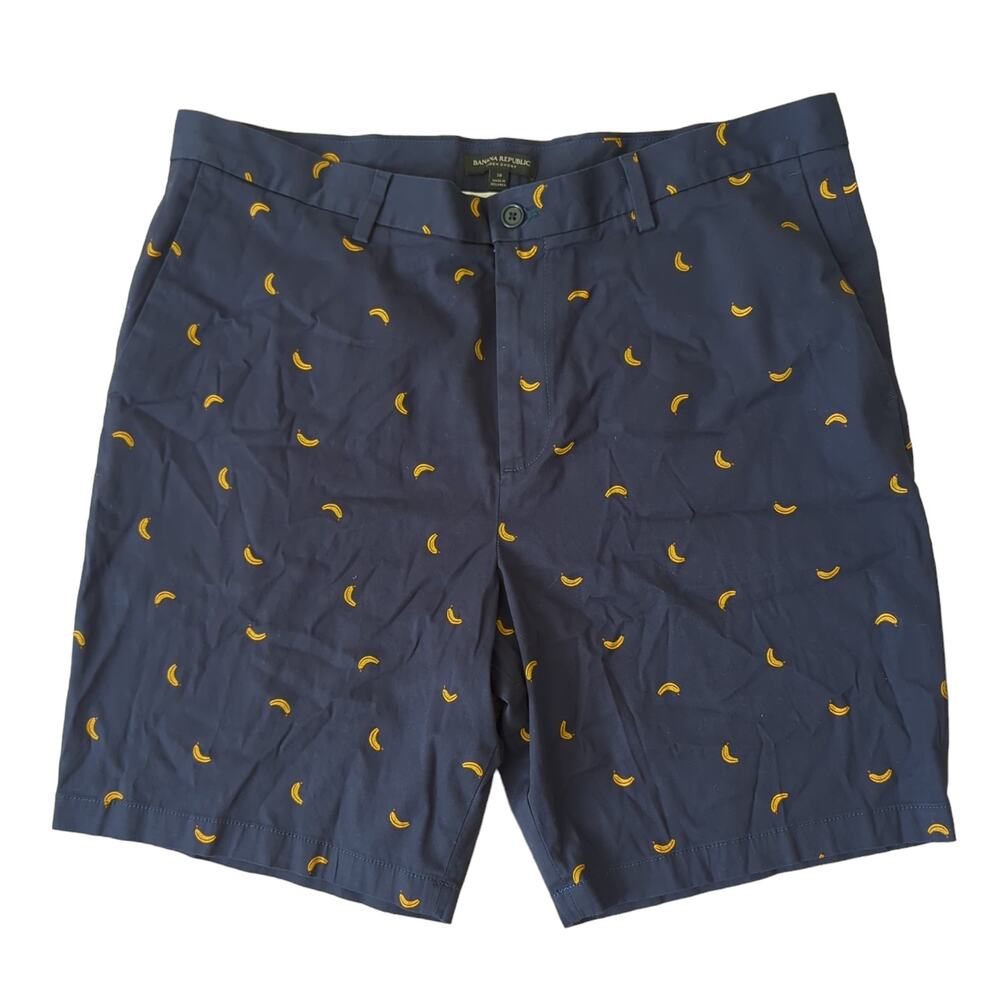 Banana Republic Mens Shorts 38 Blue Bananas Aiden Graphic Novelty All Over Print